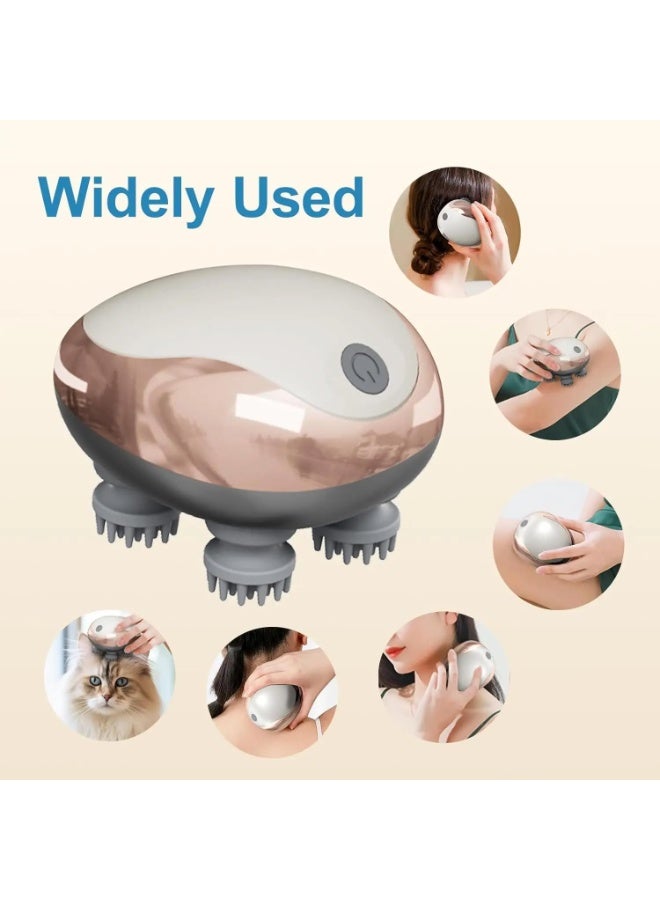 Arabest Electric Cordless Hair Scalp Massager with Kneading, Waterproof Rechargeable Handheld Portable Head Scratcher for Hair Growth, Stress Relax and Pain Relief, Ideal Gifts for Women & Men (Gold) - Image 4